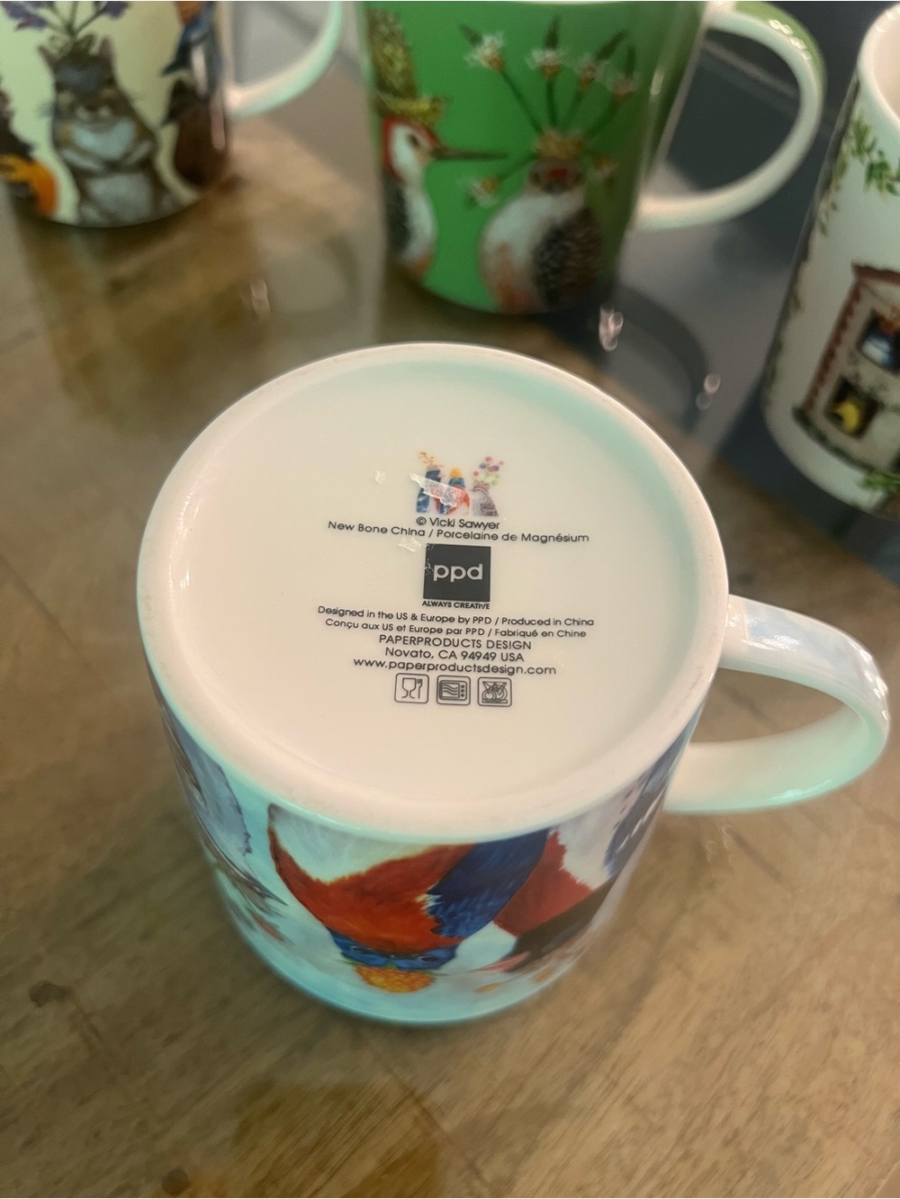 Set of 4 PPD Vicki Sawyer 16 oz Bone China bird squirrel mugs - Picture 4 of 10